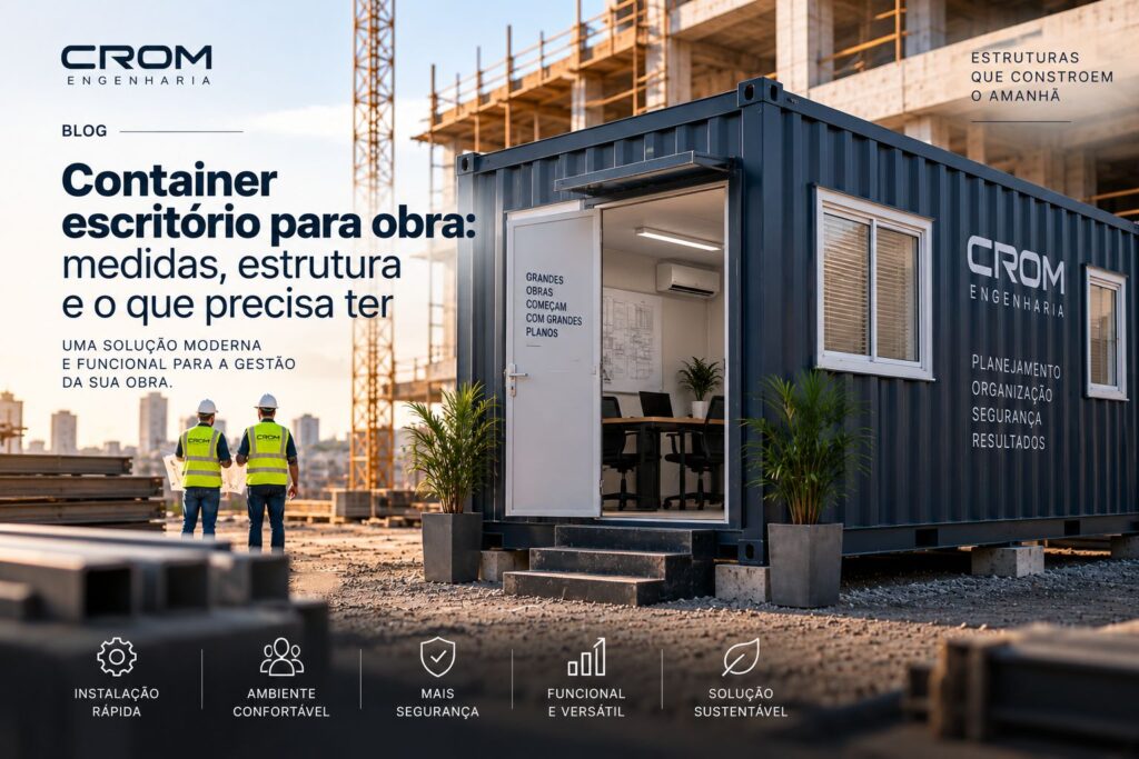 Container escritório para obra: medidas, estrutura e o que precisa ter