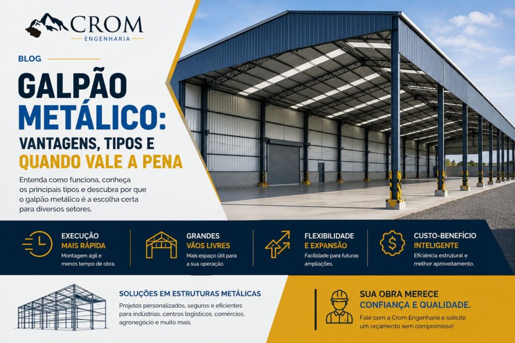 Galpão metálico: vantagens, tipos e quando vale a pena
